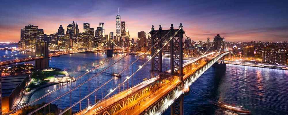 new-york view over river at night