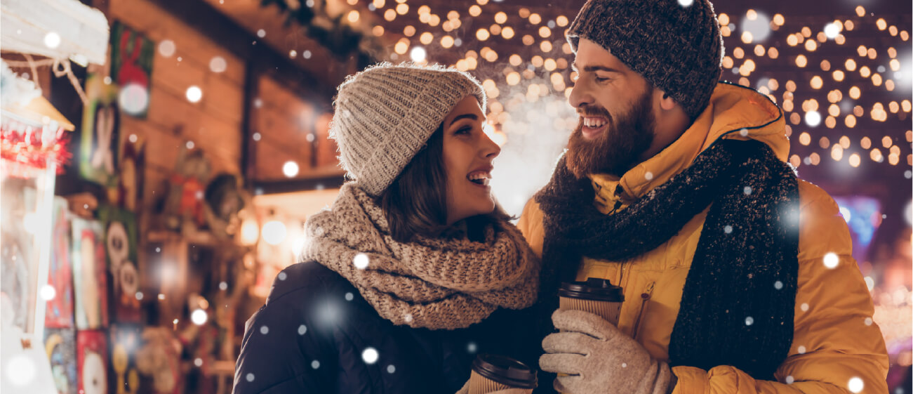 couple at a Christmas market