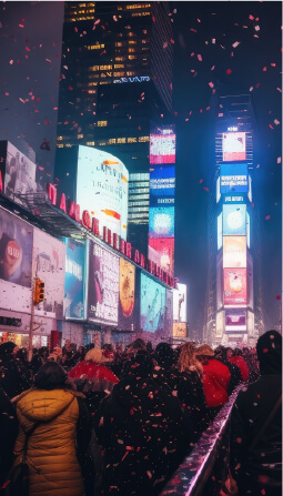 crowd at Times Square for NYE