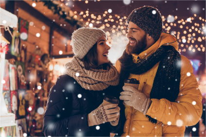 couple at a Christmas market