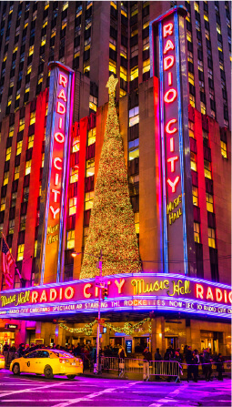 Radio City lights at night