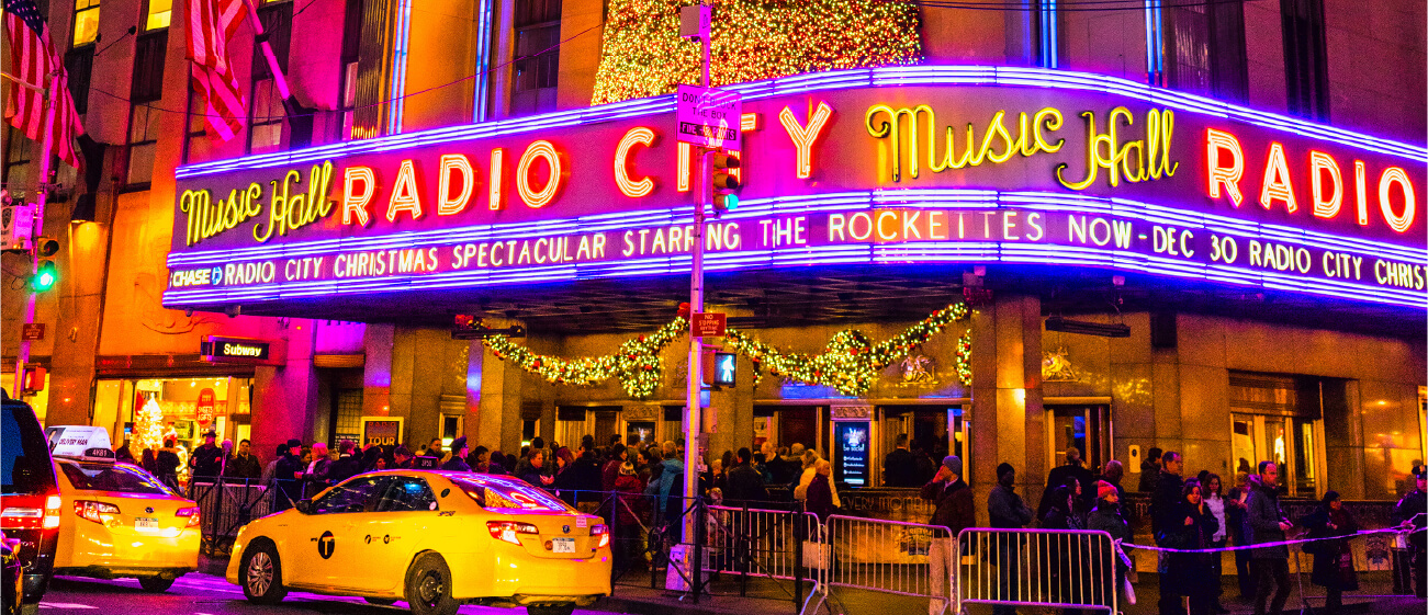 Radio City lights at night