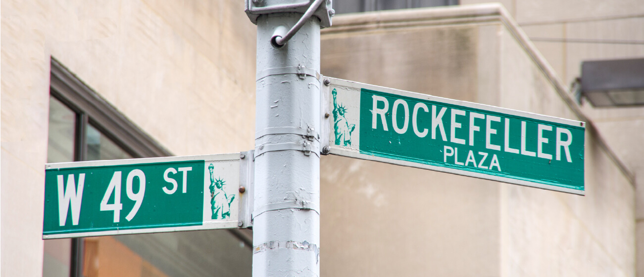 Rockefeller direction plaque