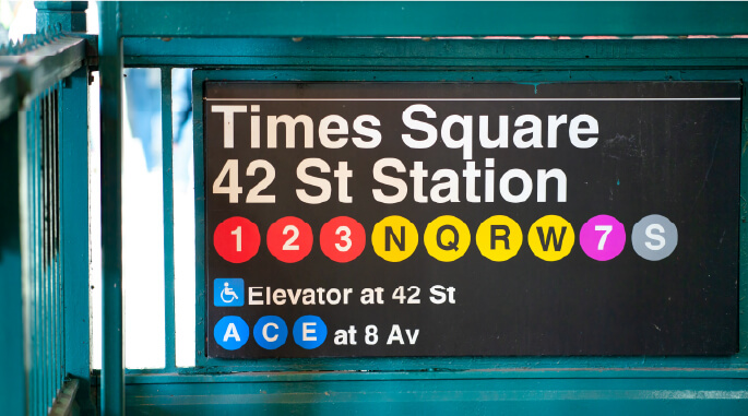 Times Square subway board